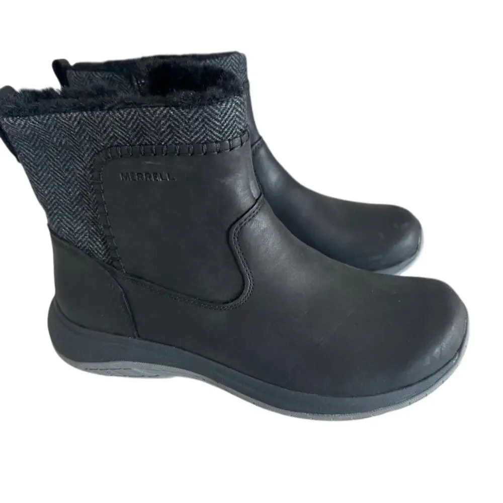 Merrell Women’s Black Encore Ice 5 Faux Fur Trim Winter Chelsea Bootie, Size 8.5